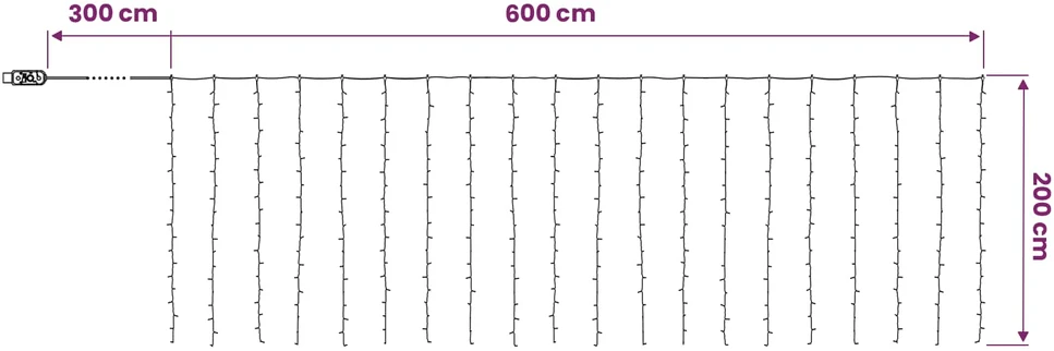 Užuolaidų girlianda 400 LED Šalta balta 600 x 200 cm