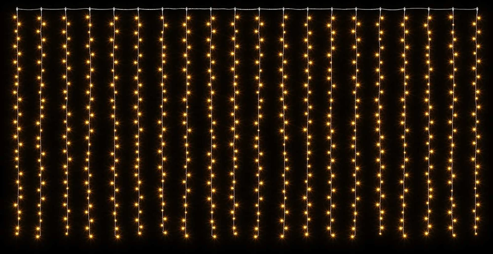 Užuolaidų girlianda 600 LED Šilta balta 600 x 300 cm