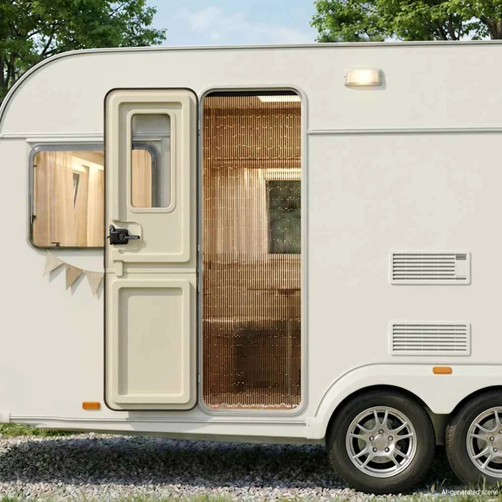 Tinklelis nuo vabzdžių kemperio durims Tamsiai pilka 56x185 cm Bambukas