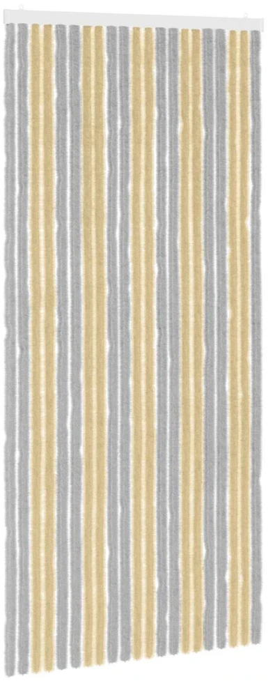 Vabzdžių Užuolaida iš Chenille Pilka ir smėlinė 90 x 200 cm