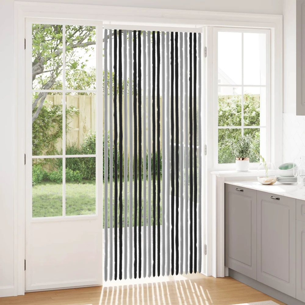 Vabzdžių Užuolaida iš Chenille Pilka ir juoda 90 x 220 cm