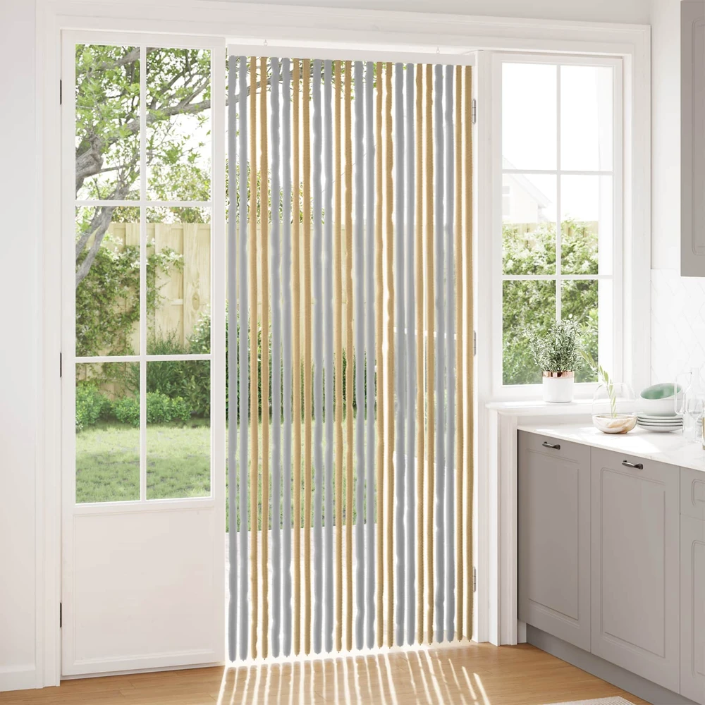 Vabzdžių Užuolaida iš Chenille Pilka ir smėlinė 100 x 230 cm