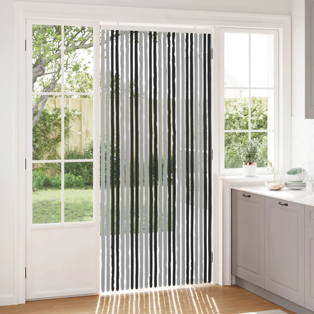 Vabzdžių Užuolaida iš Chenille Pilka ir juoda 100 x 220 cm