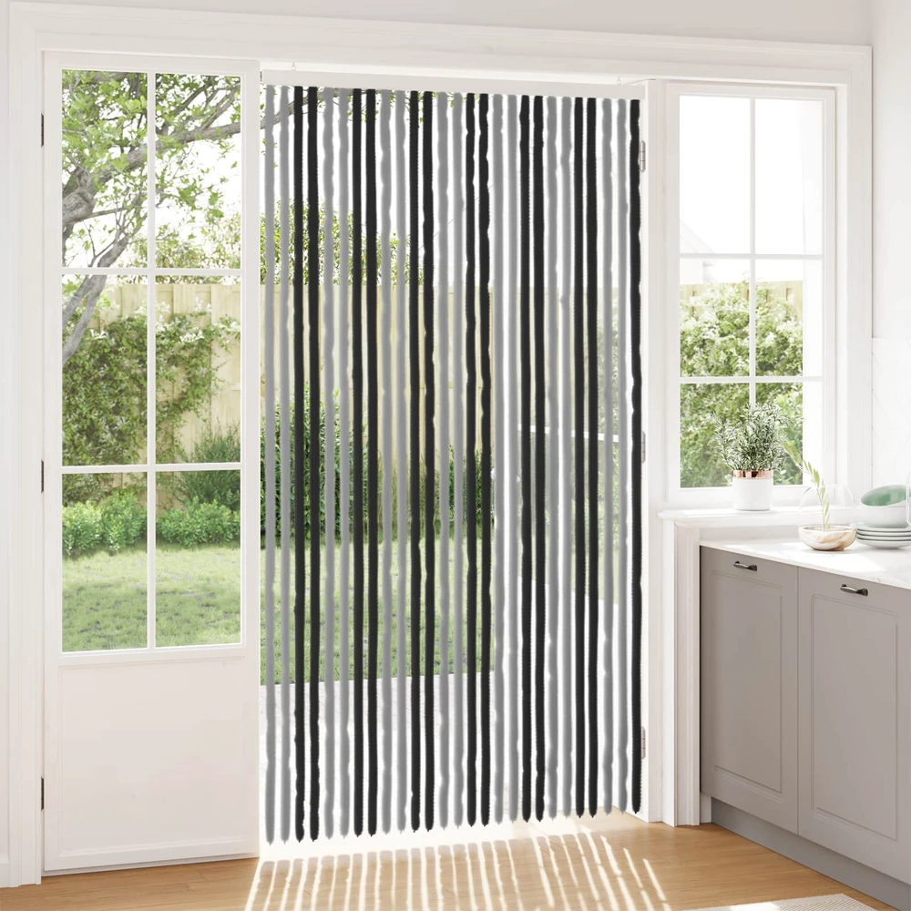 Vabzdžių Užuolaida iš Chenille Pilka ir juoda 118 x 220 cm