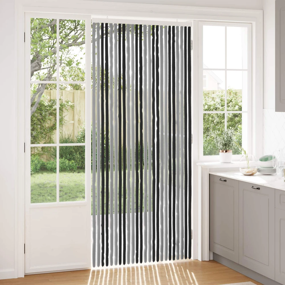 Vabzdžių Užuolaida iš Chenille Pilka ir juoda 100 x 230 cm