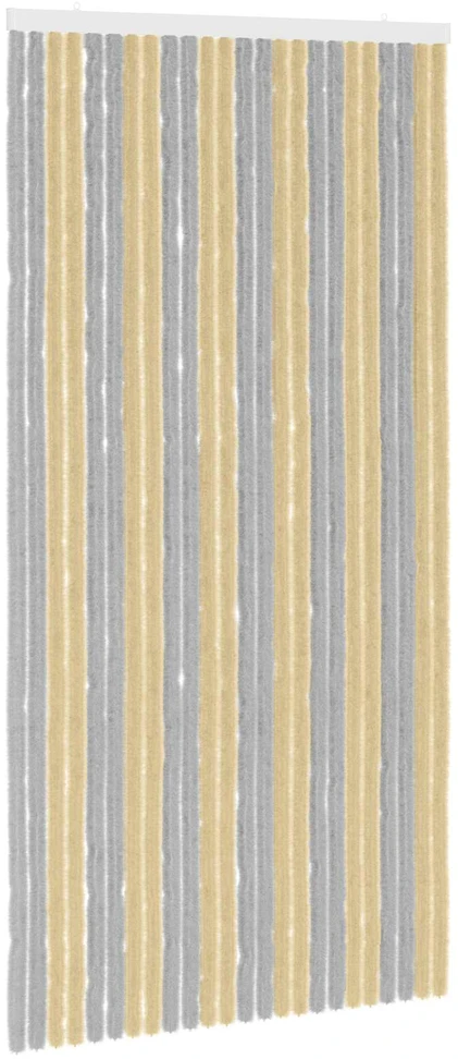 Vabzdžių Užuolaida iš Chenille Pilka ir smėlinė 100 x 200 cm