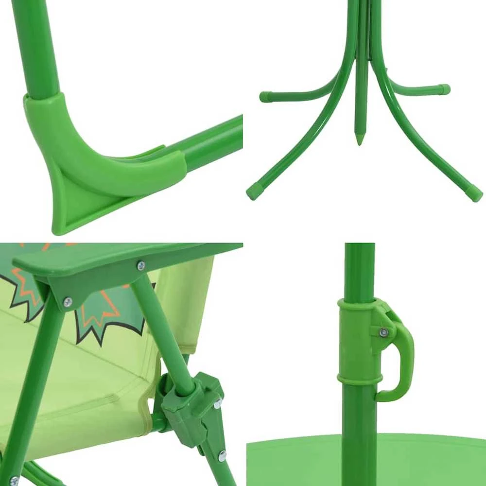 Vaik. bistro baldų kompl. su skėčiu nuo saulės, 3d., žalias