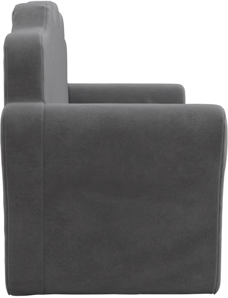 Vaikiška dvivietė sofa, antracito spalvos, minkštas pliušas