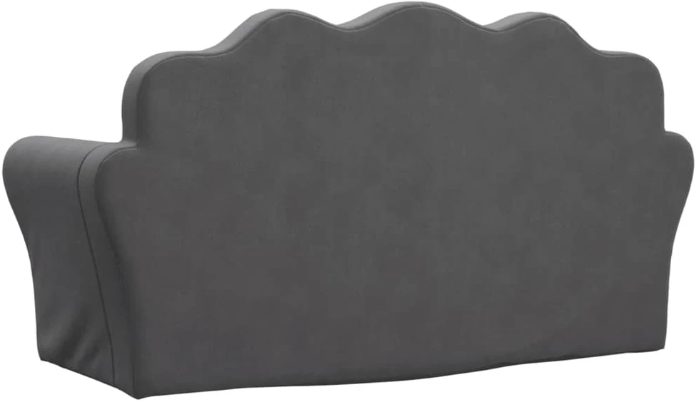 Vaikiška dvivietė sofa, antracito spalvos, minkštas pliušas