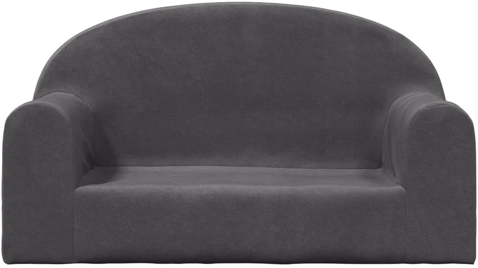 Vaikiška dvivietė sofa, antracito spalvos, minkštas pliušas