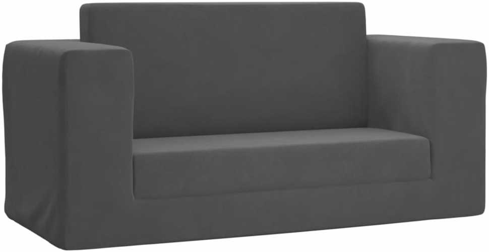 Vaikiška dvivietė sofa-lova, antracito, minkštas pliušas