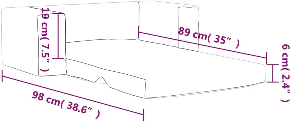 Vaikiška dvivietė sofa-lova, antracito, minkštas pliušas