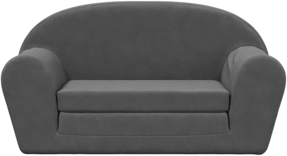 Vaikiška dvivietė sofa-lova, antracito, minkštas pliušas