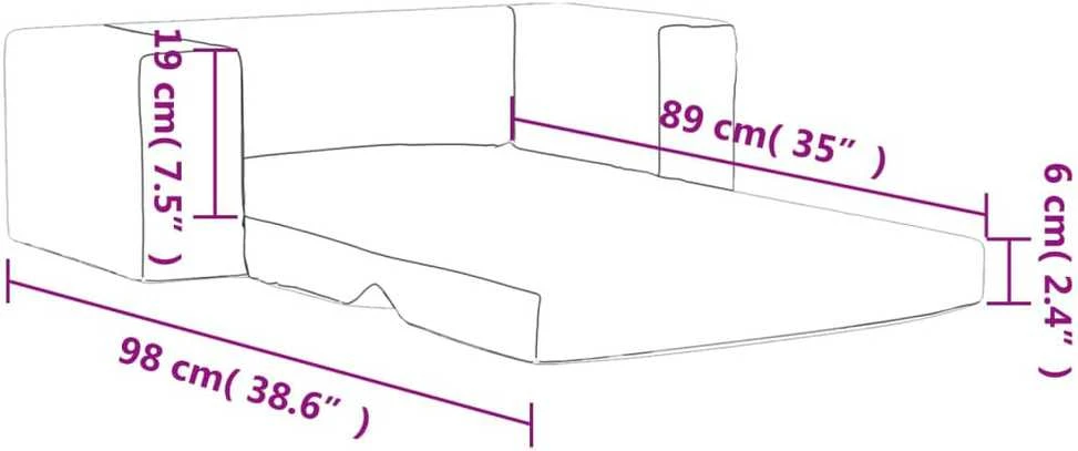 Vaikiška dvivietė sofa-lova, antracito, minkštas pliušas