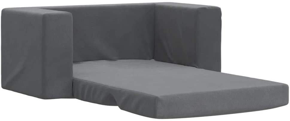 Vaikiška dvivietė sofa-lova, antracito, minkštas pliušas