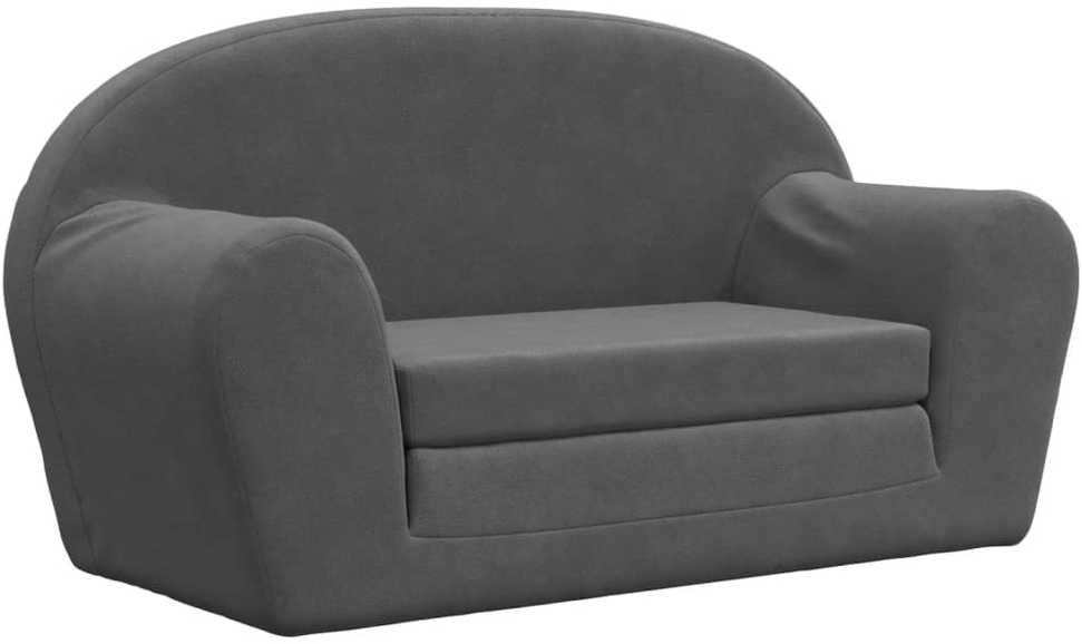 Vaikiška dvivietė sofa-lova, antracito, minkštas pliušas