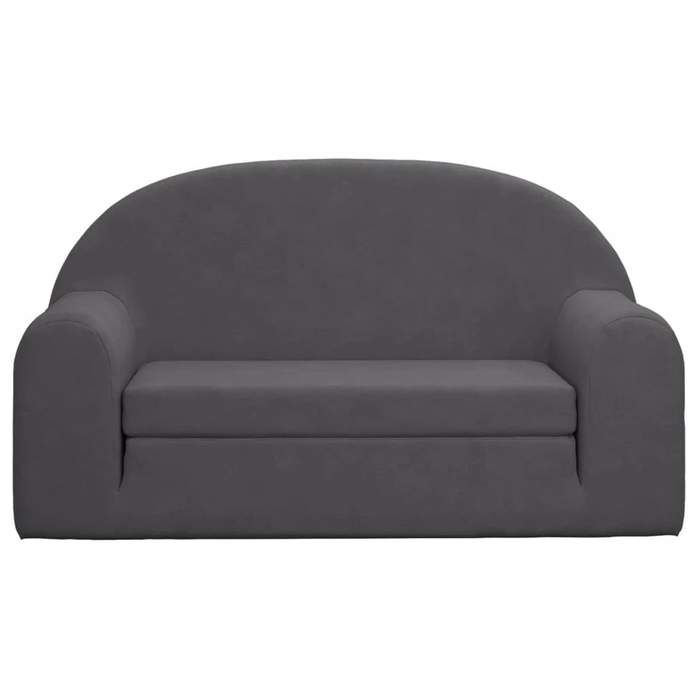Vaikiška dvivietė sofa-lova, antracito, minkštas pliušas
