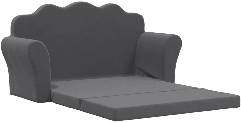 Vaikiška dvivietė sofa-lova, antracito, minkštas pliušas