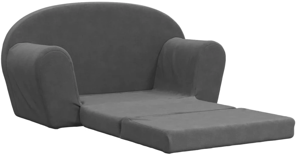 Vaikiška dvivietė sofa-lova, antracito, minkštas pliušas