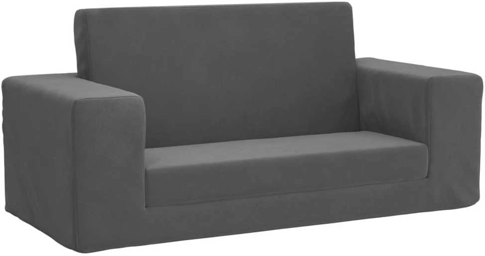 Vaikiška dvivietė sofa-lova, antracito, minkštas pliušas