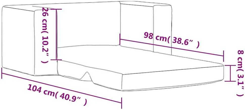 Vaikiška dvivietė sofa-lova, kreminės spalvos, minkštas pliušas
