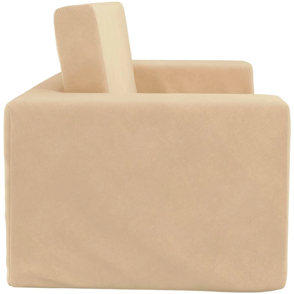 Vaikiška dvivietė sofa-lova, kreminės spalvos, minkštas pliušas