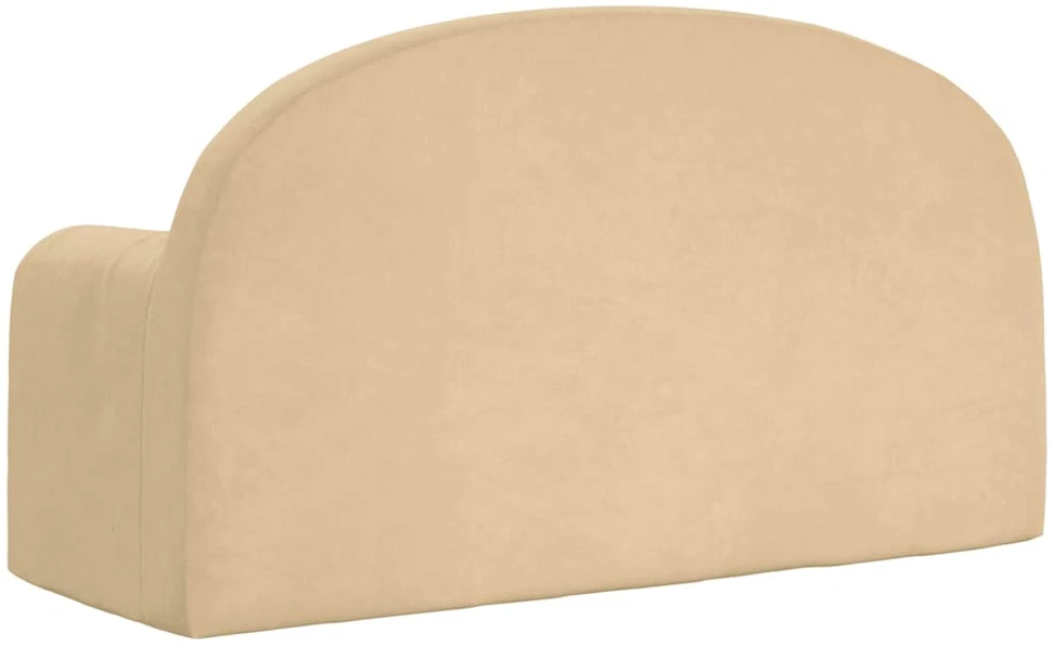 Vaikiška dvivietė sofa-lova, kreminės spalvos, minkštas pliušas