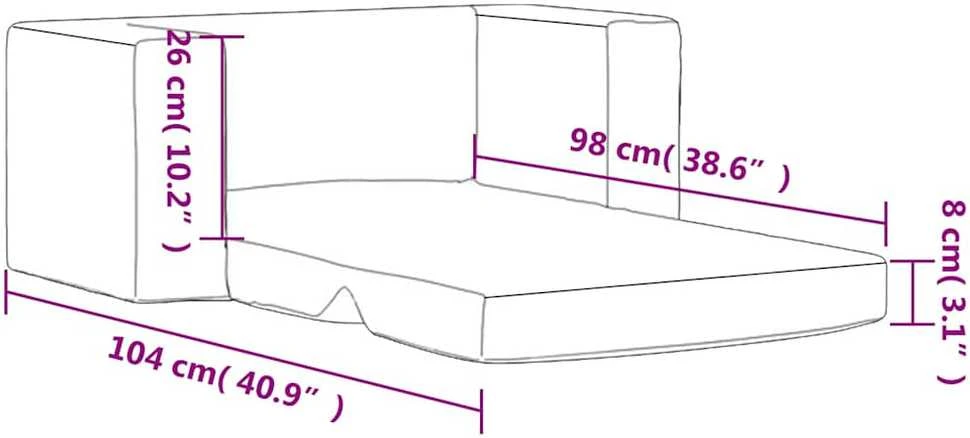 Vaikiška dvivietė sofa-lova, kreminės spalvos, minkštas pliušas