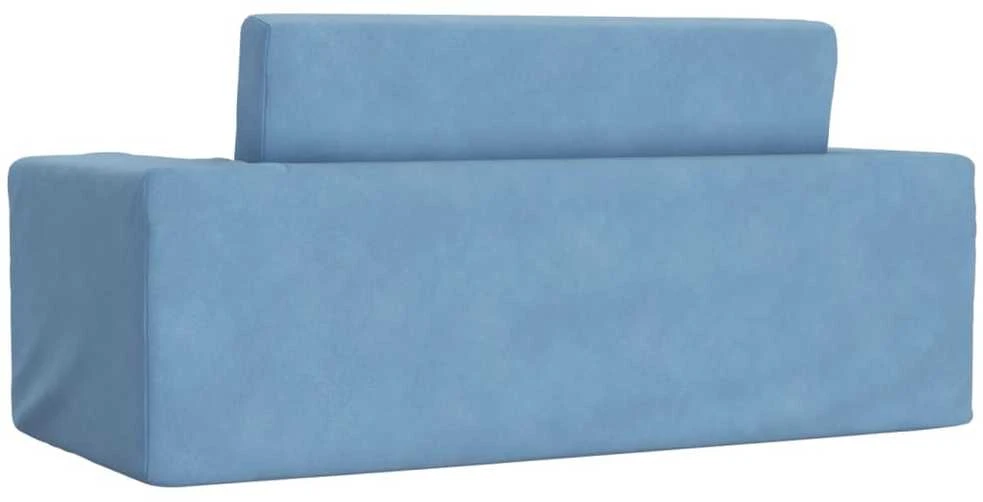 Vaikiška dvivietė sofa-lova, mėlynos spalvos, minkštas pliušas