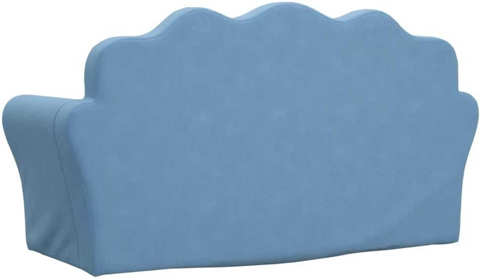 Vaikiška dvivietė sofa-lova, mėlynos spalvos, minkštas pliušas