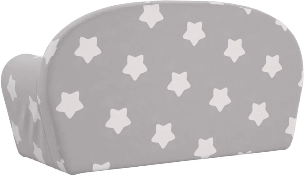 Vaikiška dvivietė sofa-lova, pilka, pliušas, su žvaigždėmis