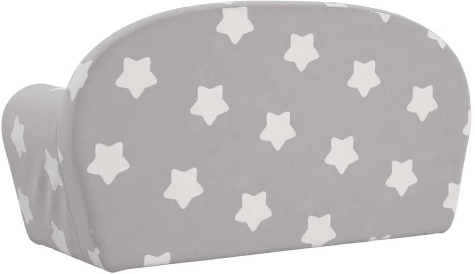 Vaikiška dvivietė sofa-lova, pilka, pliušas, su žvaigždėmis