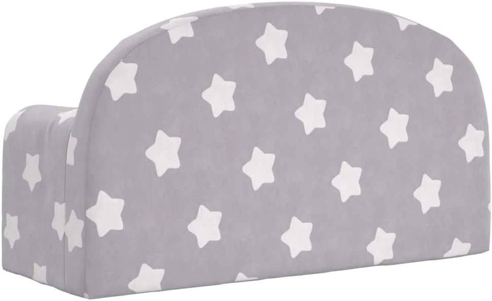 Vaikiška dvivietė sofa-lova, pilka, pliušas, su žvaigždėmis