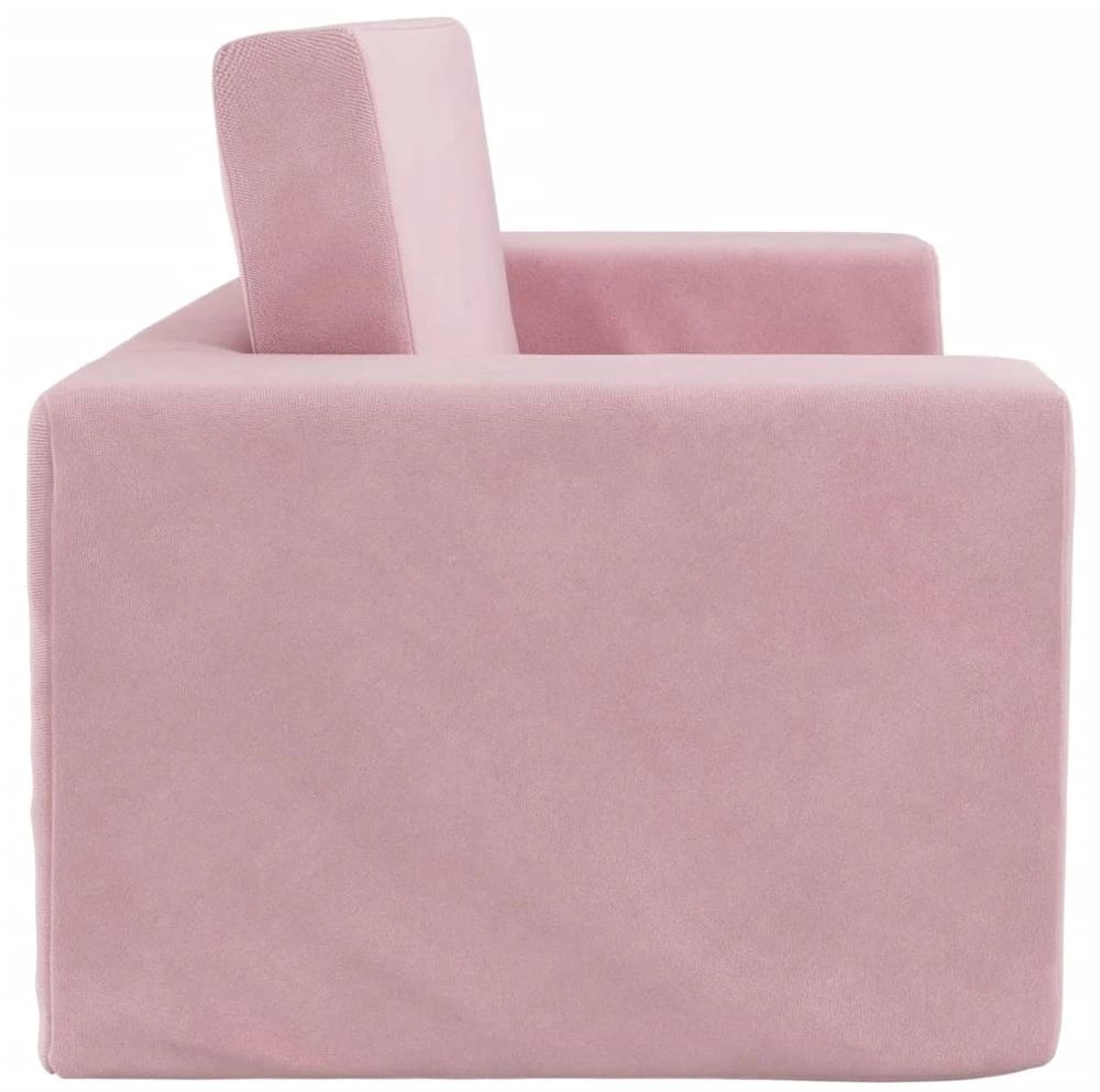 Vaikiška dvivietė sofa-lova, rožinės spalvos, minkštas pliušas