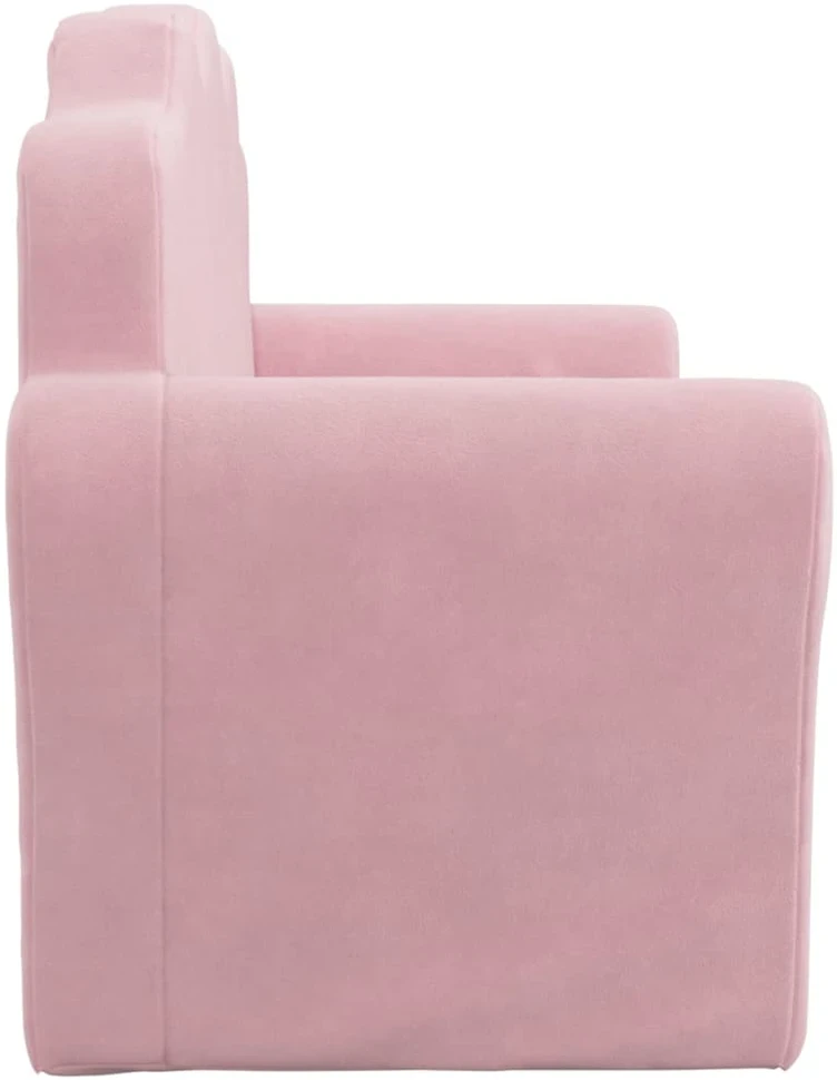 Vaikiška dvivietė sofa-lova, rožinės spalvos, minkštas pliušas