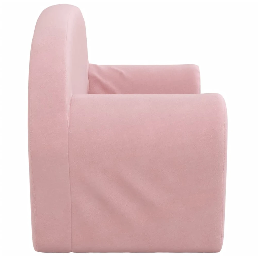 Vaikiška dvivietė sofa-lova, rožinės spalvos, minkštas pliušas