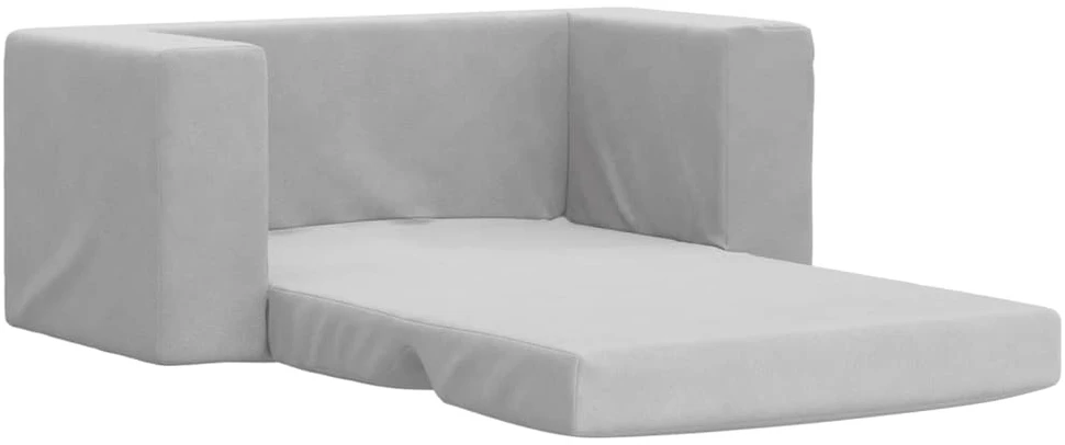 Vaikiška dvivietė sofa-lova, šviesiai pilka, minkštas pliušas