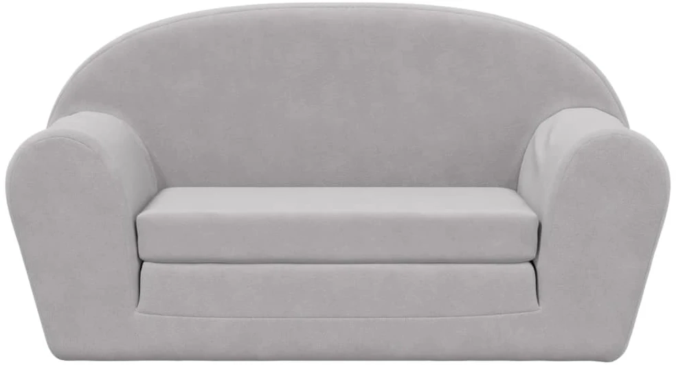 Vaikiška dvivietė sofa-lova, šviesiai pilka, minkštas pliušas