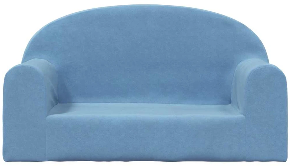 Vaikiška dvivietė sofa, mėlynos spalvos, minkštas pliušas