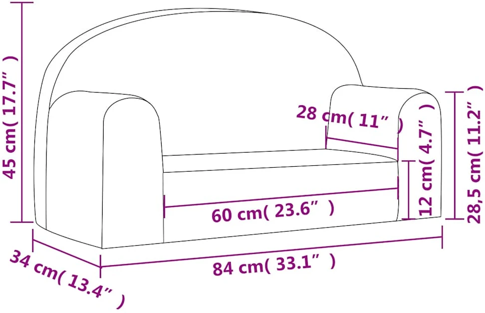 Vaikiška dvivietė sofa, mėlynos spalvos, minkštas pliušas