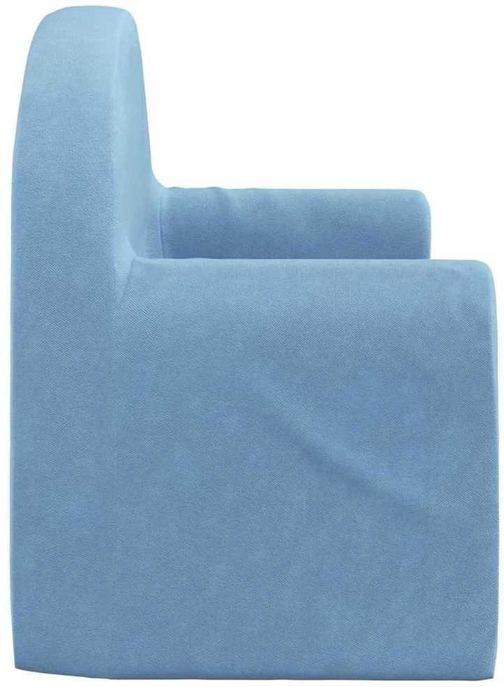 Vaikiška dvivietė sofa, mėlynos spalvos, minkštas pliušas
