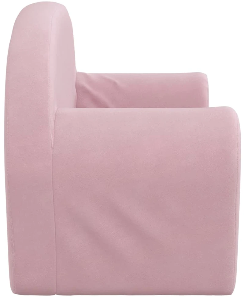 Vaikiška dvivietė sofa, rožinės spalvos, minkštas pliušas