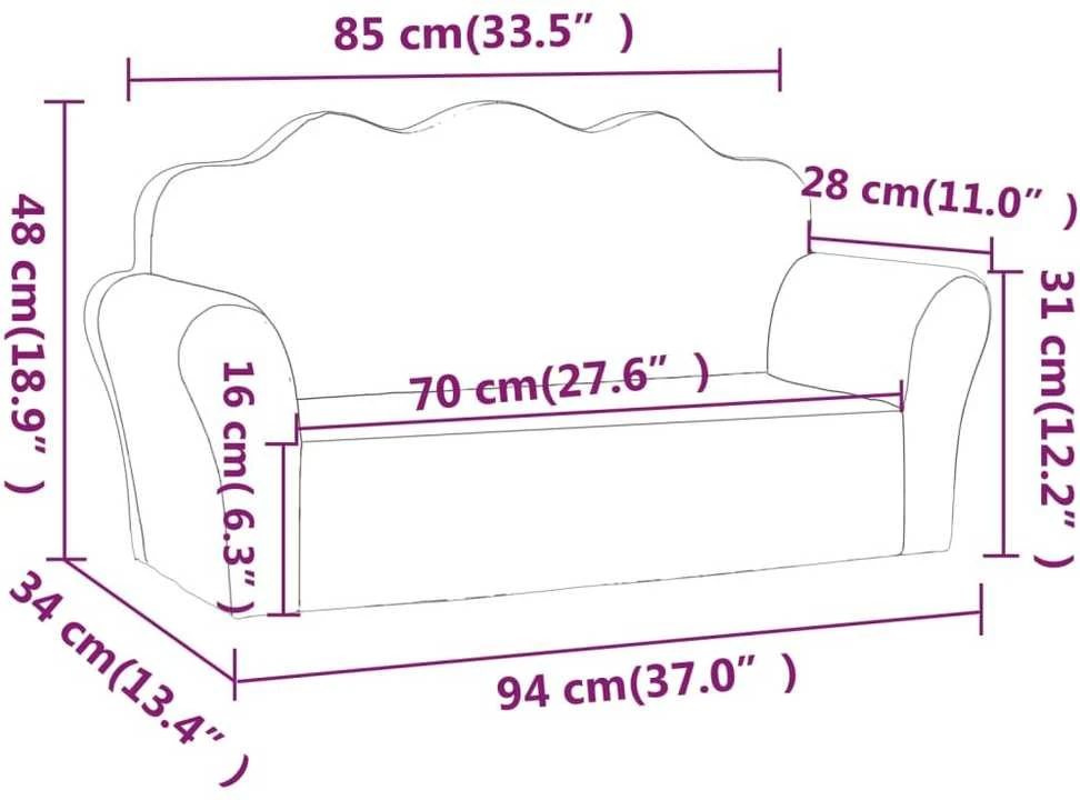 Vaikiška dvivietė sofa, rožinės spalvos, minkštas pliušas