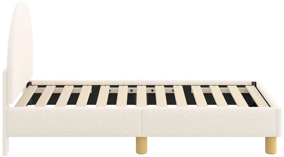 Lova Vaikiška Lovo Rėmas su Galvūgaliu Kreminė 70 x 140 cm Bouclé