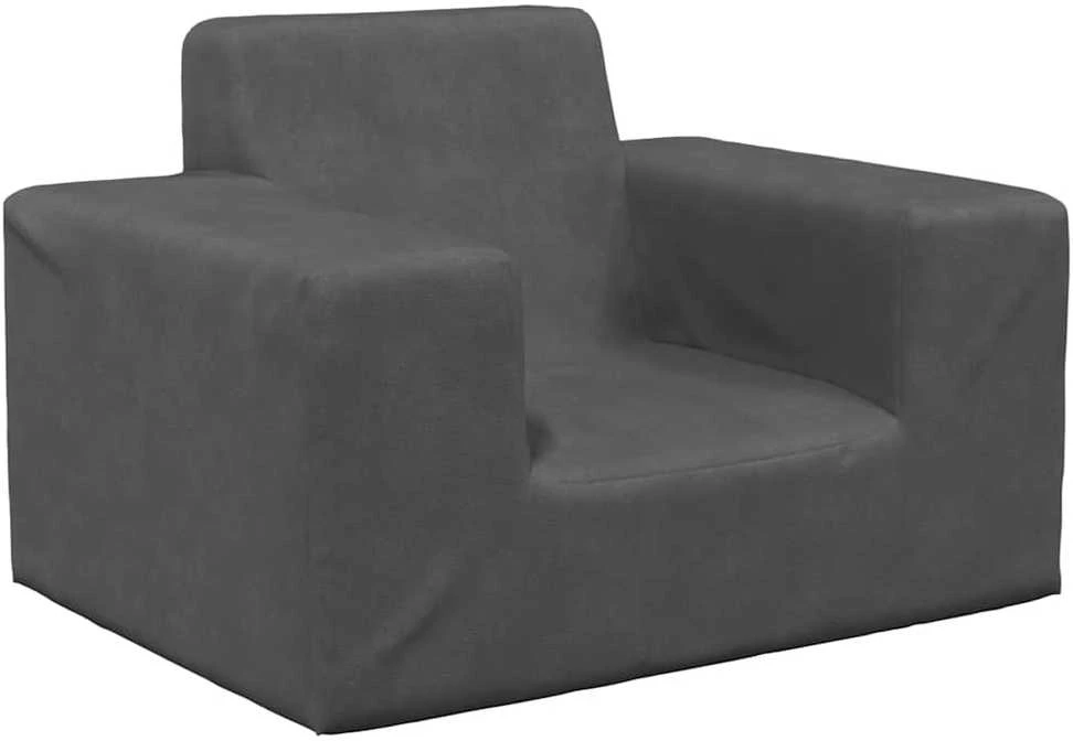 Vaikiška sofa, antracito spalvos, minkštas pliušas