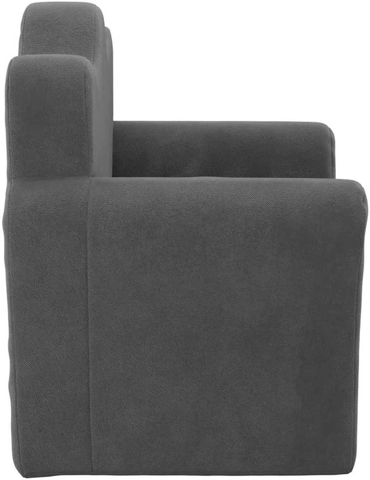 Vaikiška sofa, antracito spalvos, minkštas pliušas