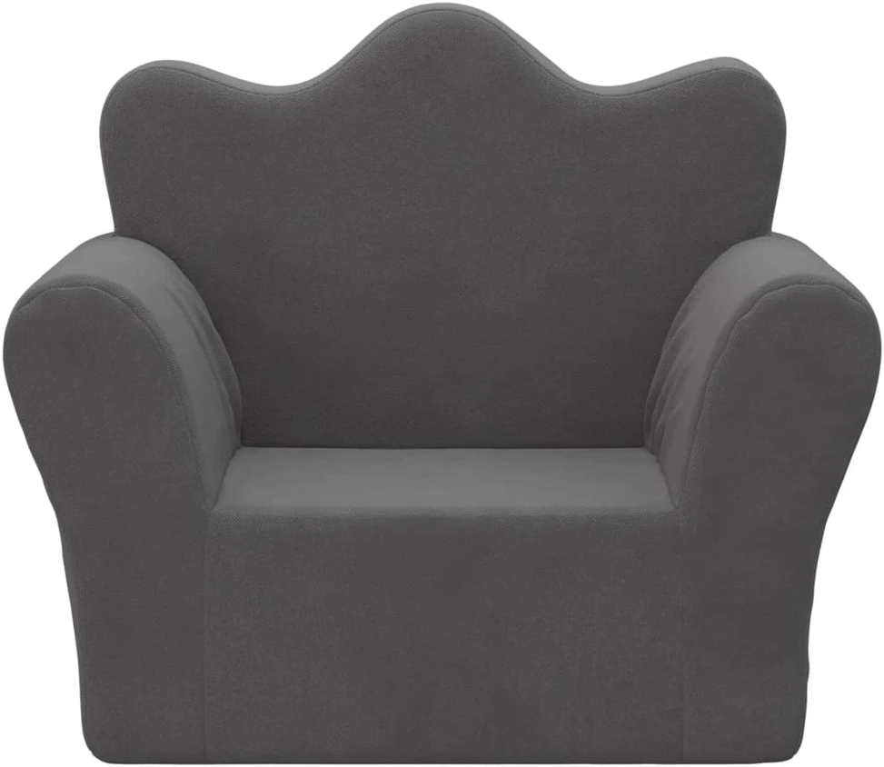 Vaikiška sofa, antracito spalvos, minkštas pliušas