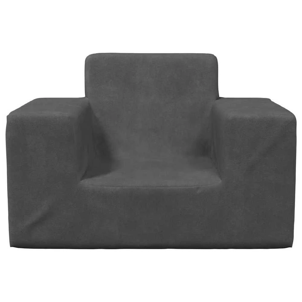 Vaikiška sofa, antracito spalvos, minkštas pliušas