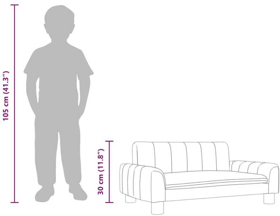 Vaikiška sofa, juodos spalvos, 50x40x30 cm, audinys
