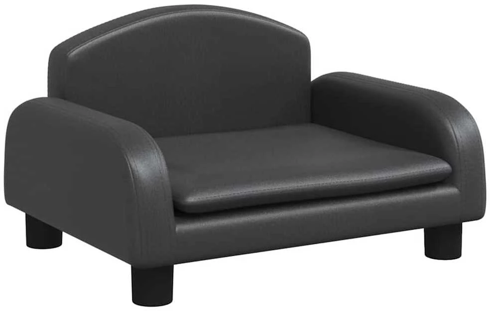Vaikiška sofa, juodos spalvos, 50x40x30 cm, dirbtinė oda